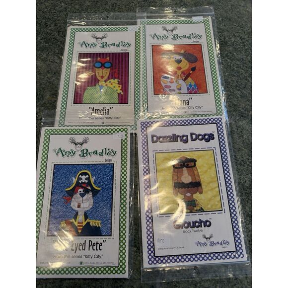 Amy Bradley Quilt Patterns Lot (3) Groucho +Amelia Mona And One eyed Pete New - Picture 1 of 2